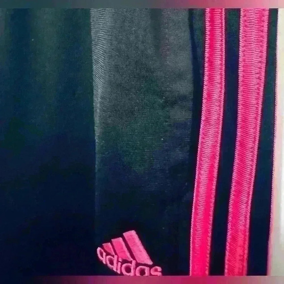 Adidas Youth Tall Size Large/14, Classic Tricot Jogger, Black with Pink Stripes - Picture 5 of 14